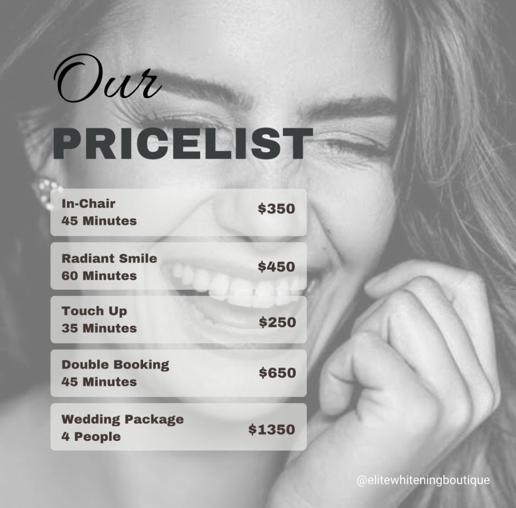 Teeth whitening price list